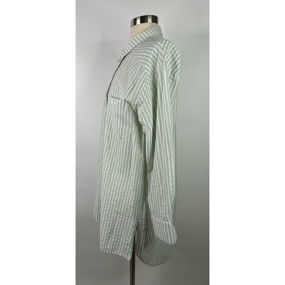 Anthropologie Striped Collared Long Sleeve Button Down Shirt Mini Dress - Picture 4 of 10